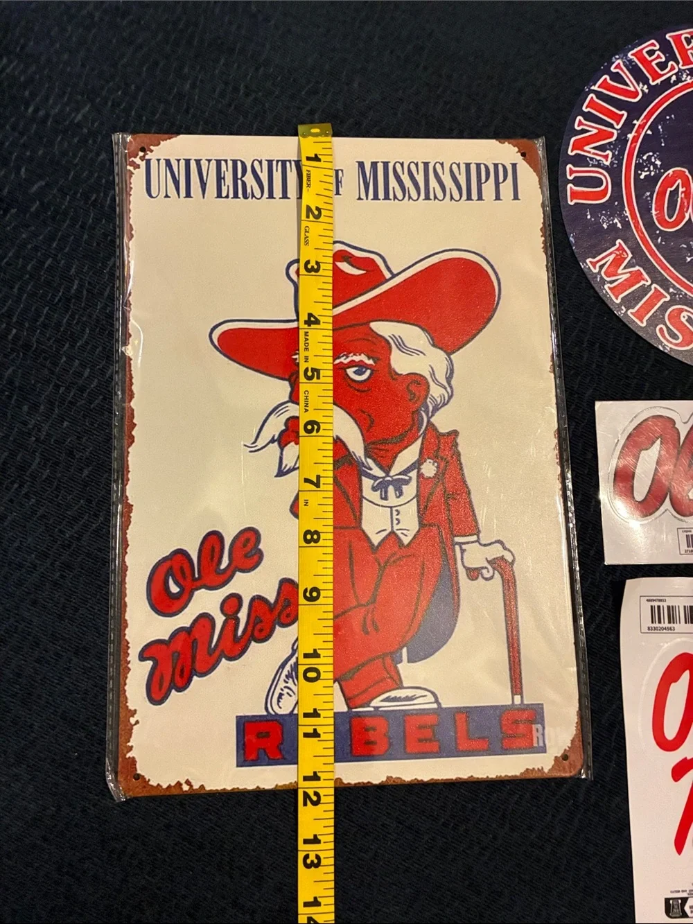 Ole Miss University of Mississippi Sticker’s/Metal Signs Lot - Red & Navy